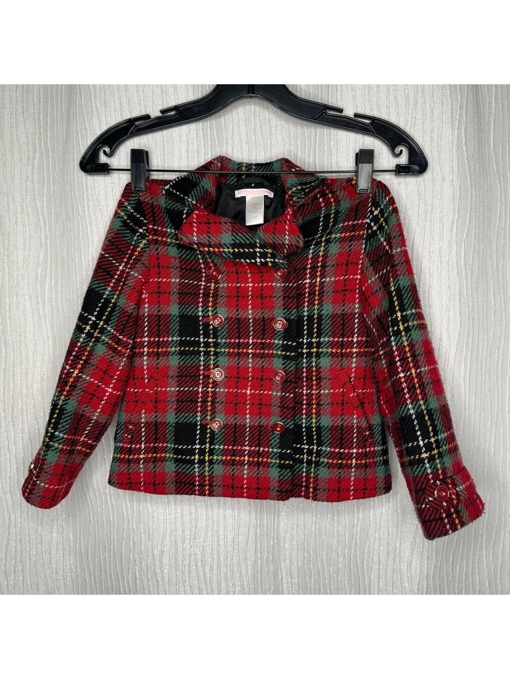 Janie and Jack Holiday Portrait Collection Girl's Plaid Peacoat